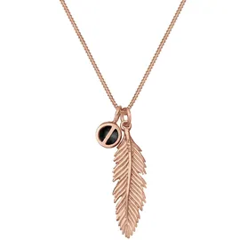 Elli Halskette Feder Boho Anhänger mit Kristall 925 Sterling Silber Rosévergoldet