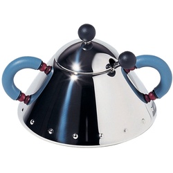 Alessi - Zuckerdose 9097, Edelstahl poliert / hellblaue Griffe