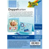 Folia Klappkarten/Doppelkarten für Einladungen, Glückwunsch- oder Grußkarten, 10,5x15cm, himmelblau, 5 Karten + Kuverts + Einlagen