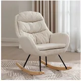 HAUSS SPOLE Schaukelstuhl mit Rückenlehne, Metallgestell für Schlafzimmer Cordstoff Beige beige 74 cm x 96 cm x 94 cm