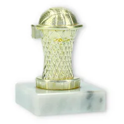 Pokal Kunststofffigur Basketball gold auf weißem Marmorsockel 9,5cm LE