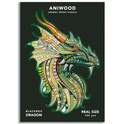 Aniwood J2310M - Animal Wood Puzzle, Blackbox Dragon M, Drache, Holz-Puzzle 125 Teile