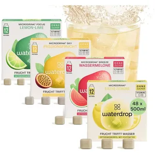 Waterdrop Trinkflasche Tropische Früchte Set – 48 Waterdrop Würfel in 4 verschiedenen Sorten