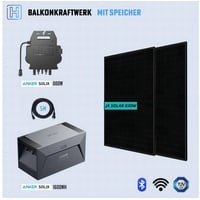 Anker Solaranlage Balkonkraftwerk 830W Anker Solix Solution, Monokristallin, (1600Wh Speicher E1600+ Anker MI80+5M Kabel) schwarz