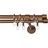 GARESA Gardinenstange GARESA "RUSTIKA", braun (bronzefarben), L:130cm Ø:16mm, Metall, Gardinenstangen, rustikale Vorhanggarnitur, verlängerbar, m. Ringe, Endkappe