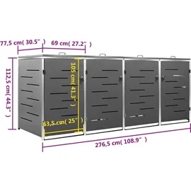 vidaXL Mülltonnenbox für 4 Tonnen 276,5 x 77,5 x 115,5 cm anthrazit