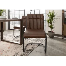 MASSIVMOEBEL24.DE Freischwinger Leder braun