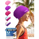 KIDVERSE Badekappe Kinder wasserdicht - Schwimmhaube Kinder mit Anti-Rutsch-Noppen - Badekappen für Schwimmer mit UV Schutz - Schwimmhaube Mädchen - Reißfeste Badehauben in verschiedenen Größen