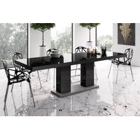 designimpex Esstisch Design Esstisch Tisch HE-111 Schwarz - Grau Hochglanz ausziehbar 160 bis 260 cm schwarz
