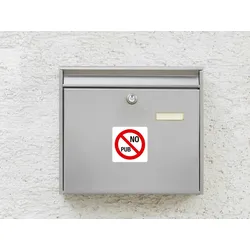 Exacompta 67043E Hinweisschild selbstklebend, Keine Werbung, 10x10 cm, PVC - Rot