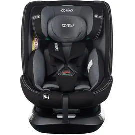 XOMAX G409 IOT Kindersitz drehbar 360°, ISOFIX I mitwachsend I 0-36 kg, 0-12 Jahre, Gruppe 0+/1/2/3, 5-Punkt-Gurt, 3-Punkt-Gurt I Bezug waschbar I ECE R129 I Black-Darkgrey