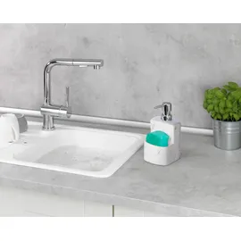 Wenko Spülmittelspender Festival Marmor, Seifenspender für die Küche, hochwertige Keramik mit griffiger Soft-Touch Oberfläche, 380 ml