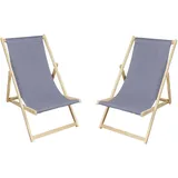 Set mit 2 Liegestuhl Faltbar Sonnenliege Strandliege Holz Gartenliege Holzliege