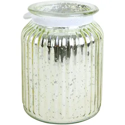 Tarrington House Windlicht, Glas, Ø 11 x 14 cm, silbernen Sprenkeln und hängende Rentier, gold