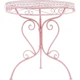 Beliani Gartentisch Rosa Metall rund Balkon Terrasse Garten Romantisch