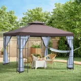 Outsunny Pavillon Gartenpavillon Partyzelt Gartenzelt Festzelt Doppeldach 3x3 m