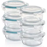 GRIZZLY Glas Frischhaltedosen, Set 6x 620 ml, luftdicht, rund, Click-Verschluss, vielseitige Vorratsdosen für Ofen, Mikrowelle, Gefrierfach