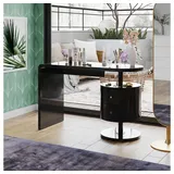 Vicco Schminktisch Lara Schwarz Hochglanz 120 cm mit 2 Schubladen