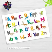 cover-your-desk Schreibtischunterlage für Kinder Buntes ABC mit Tieren, aus hochwertigem Vinyl , 60 x 40 cm