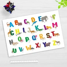 cover-your-desk Schreibtischunterlage für Kinder Buntes ABC mit Tieren, aus hochwertigem Vinyl , 60 x 40 cm