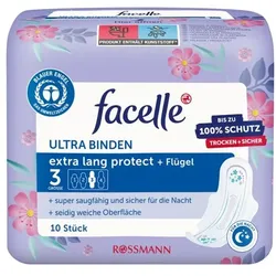 facelle 10er-Pack Monatsbinden »Ultra Binden extra lang protect + Flügel«