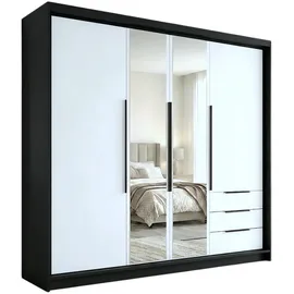A&J MöbelLand Drehtürenschrank VIVO 200 x 215 x 59,5 cm Schwarz