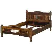 Massivmoebel24 Bett Altholz 160x200x100 mehrfarbig lackiert fable 22