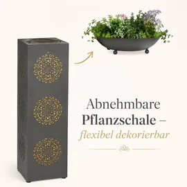 EasyMaxx LED-Dekosäule Metall 87 cm inkl. Pflanzschale Grau
