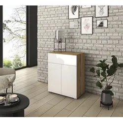 Sideboard INOSIGN "PARIS", weiß (eichefarbe votan, weiß hochglanz), B:72cm H:88,5cm T:39,5cm, Sideboards, Moderne 72cm breite grifflose Kommode, vielseitig einsetzbar