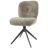 Feeling4Home Stuhl 2er-Set Esszimmerstuhl Spizag Drehbar - Teddy-Stoff, Taupe, Drehbar beige|braun