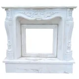 Casa Padrino Luxus Barock Kaminumrandung Weiß 150 x 30 x H. 120 cm - Handgefertigte Kaminumrandung aus hochwertigem Marmor - Prunkvolle Barock Möbel
