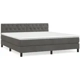 vidaXL Boxspringbett mit Matratze Dunkelgrau 160x200 cm Samt