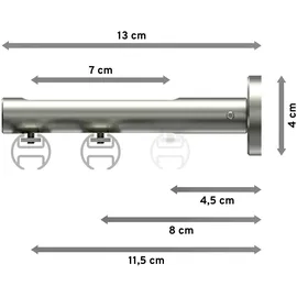 Interdeco GARDINENSTANGE INNENLAUF Siteno Verano 360 cm (geteilt in 2 x 180 cm), 2-läufig, 20 mm Ø Edelstahl-Optik