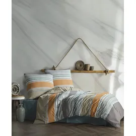 Yadetextil ZIRVEHOME Bettwäsche 135x200 cm. 2 teilig Set,Bunt, Baumwolle Bettbezug gestreift, Duko V1