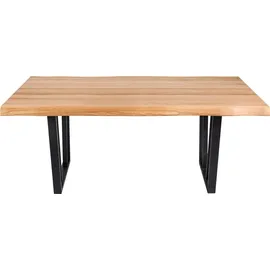 Krok Wood Esstisch Lisbon aus Massivholz in Buche mit Metallbein 180x100x75 cm (mit Sente) - Naturbelassen