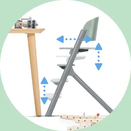 Kinderkraft Kinderhochstuhl LIVY Olive green mit Babyliege Wippe CALMEE