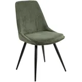 Mid.you Stuhl Cord, Grün, Holz, Metall, Textil, Pappel, Sperrholz, konisch, 49x88x59 cm, Esszimmer, Stühle, Esszimmerstühle, Vierfußstühle