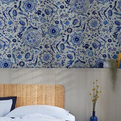 Vliestapete JOULES "Festival Flowers", blau, B:0,52m L:10m, Vlies, Tapeten, Design Tapeten
