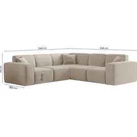 Fun Möbel Ecksofa Designersofa CELES PREMIUM in Stoff Artico Beige Seite Universal