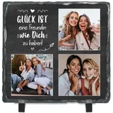 Geschenke.de Schiefertafel mit Spruch Glück ist eine Freundin wie Dich zu haben zum Aufstellen, Personalisiertes Geschenk für Freunde 3 Fotos, Dekoration für Valentinstag, Geburtstag & Weihnachten