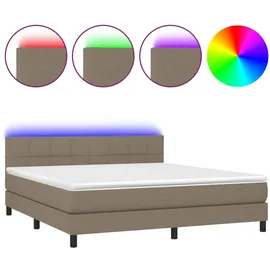 vidaXL Boxspringbett mit Matratze & LED Taupe 180x200 cm Stoff
