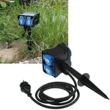 ChiliTec Gartensteckdose mit Erdspieß 4-fach IP44 10m Kabel