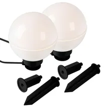 just light. LED Kugelleuchte Erdspieß Gartendeko, weiß, Kabel 5m, E27 Fassung, DxH 20x51 cm, 2er Set