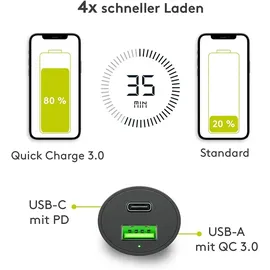 goobay Dual-USB Auto-Schnellladegerät 48W 12,0 - 24,0 V Schwarz