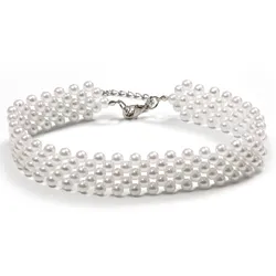 Perlenkette FIRETTI "Choker im eleganten Look, breites Design", weiß (metallfarben, weiß), Halsketten, Damen, Metall-Perlen, L: 42cm, Metall, Perlen, mit Acrylperle