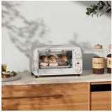 HOMCOM Minibackofen 10 Liter 750 W Kleiner Elektrobackofen mit Temperatur bis zu 230 °C, zum Grillen, Backen, Toasten, Cremeweiß weiß 36.5 cm x 22 cm x 26 cm