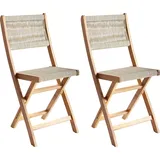 Beliani Gartenstuhl 2er Set 42 x 42 x 84 cm beige klappbar