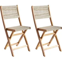 Beliani Gartenstuhl 2er Set 42 x 42 x 84 cm beige klappbar