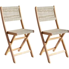 Beliani Gartenstuhl 2er Set 42 x 42 x 84 cm beige klappbar