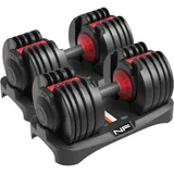 Newpower Fitness 2x24kg Verstellbare Hanteln Set, Kurzhanteln Hantel Set mit Hantelscheiben, Rutschfestem Griff, 2.5 bis 24 KG mit 15 Gewichtsstufen, Hanteln Verstellbar für Körpertraining